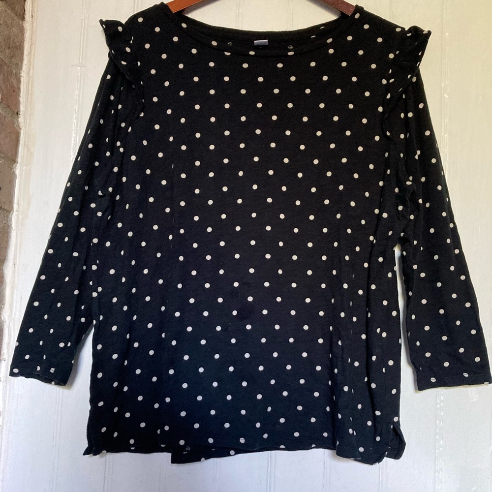 *3 for $20* Polka dot long sleeve blouse, Old Navy, ruffle accents, XL